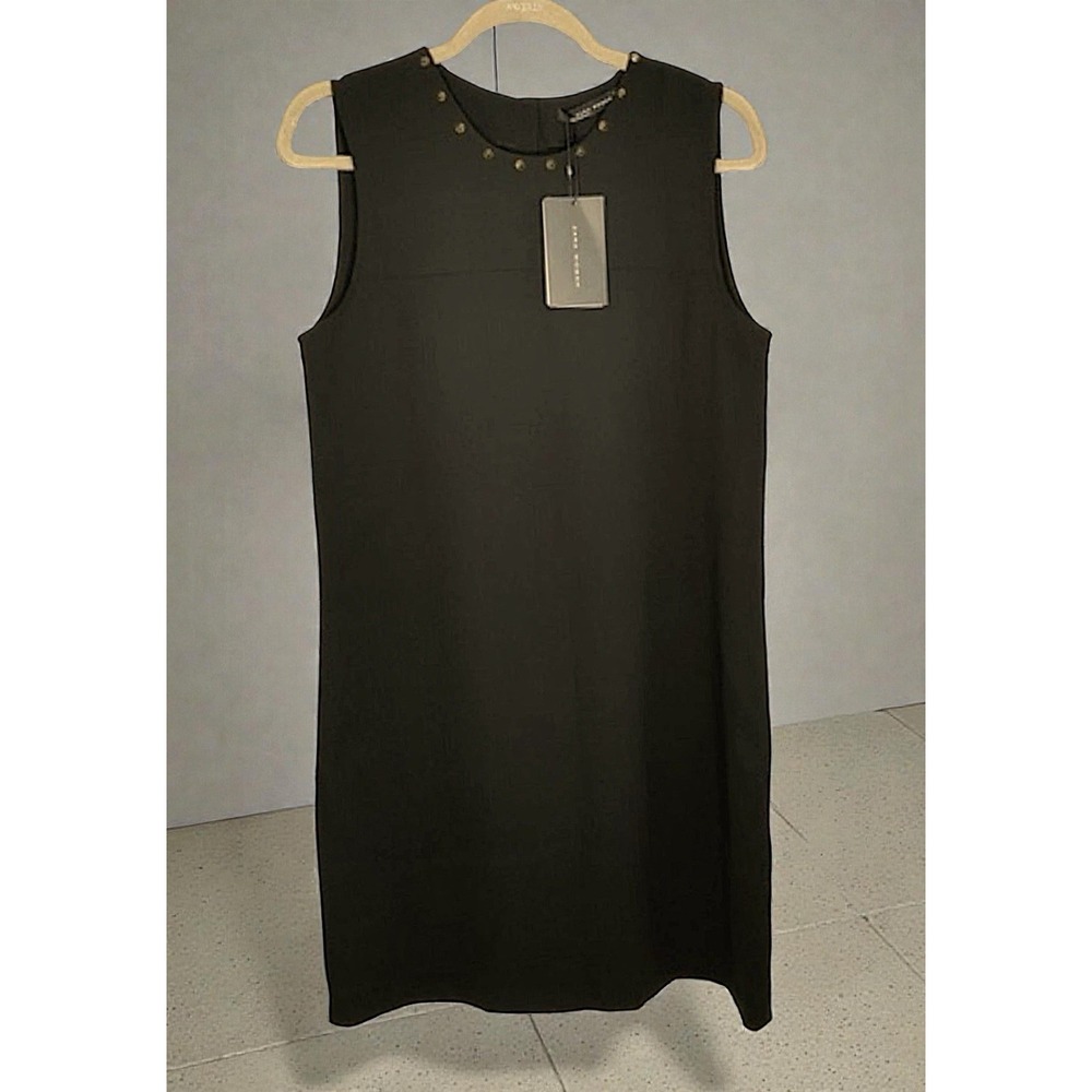 NWT ZARA  Mini Dress Black‎ Gold Studs Med Corporate Sleek Sharp Sexy Nice